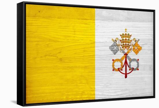 Vatican City Flag Design with Wood Patterning - Flags of the World Series-Philippe Hugonnard-Framed Stretched Canvas