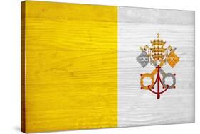 Vatican City Flag Design with Wood Patterning - Flags of the World Series-Philippe Hugonnard-Stretched Canvas