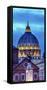 Vatican Dome Buildings Night, Rome, Italy.-William Perry-Framed Stretched Canvas