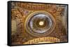 Vatican Inside Ornate Gold Ceiling Dome Shaft of Light, Paintings, Rome, Italy-William Perry-Framed Stretched Canvas