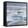 Vatnajokull NP, Iceland. Icebergs on beach near Jokulsarlon lagoon and Breithamerkurjokull glacier.-Martin Zwick-Framed Stretched Canvas