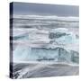 Vatnajokull NP, Iceland. Icebergs on beach near Jokulsarlon lagoon and Breithamerkurjokull glacier.-Martin Zwick-Stretched Canvas