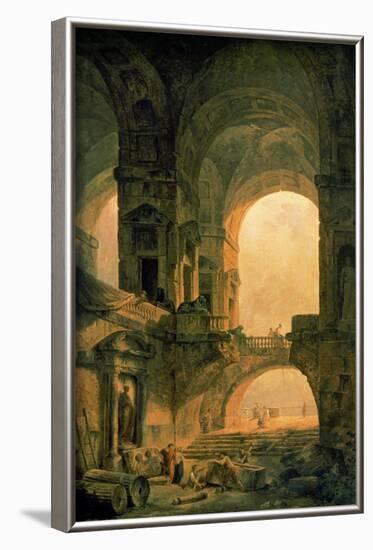 Vaulted Arches Ruin-Hubert Robert-Framed Art Print