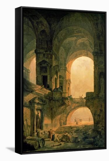 Vaulted Arches Ruin-Hubert Robert-Framed Stretched Canvas