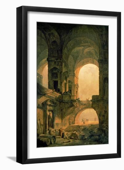 Vaulted Arches Ruin-Hubert Robert-Framed Art Print