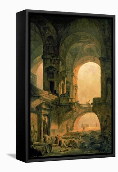 Vaulted Arches Ruin-Hubert Robert-Framed Stretched Canvas