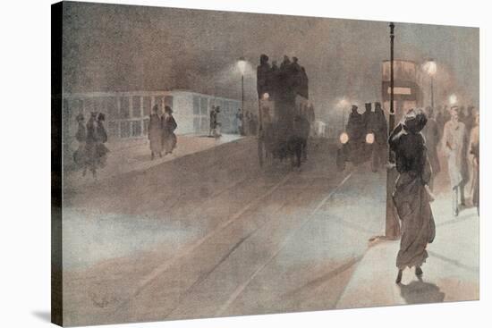 Vauxhall Bridge in Fog-Yoshio Markino-Stretched Canvas