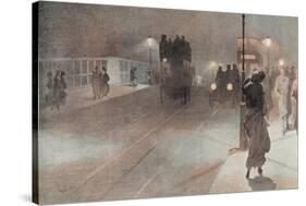 Vauxhall Bridge in Fog-Yoshio Markino-Stretched Canvas