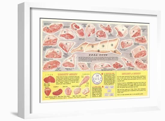 Veal Cuts Chart-null-Framed Art Print