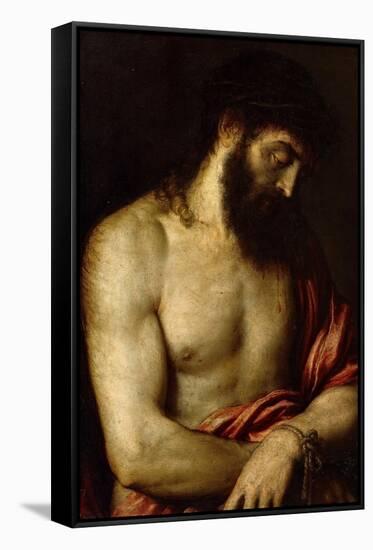 Vecellio di Gregorio Tiziano / 'Ecce Homo', 1547, Italian School, Oil on slate, 69 cm x 56 cm, P...-TITIAN-Framed Stretched Canvas