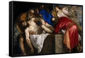 Vecellio di Gregorio Tiziano / 'The Burial of Christ', 1559, Italian School, Oil on canvas, 136 ...-TITIAN-Framed Stretched Canvas