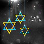 Illustration of Happy Hanukkah Background with Hanging Star of David-vectomart-Art Print