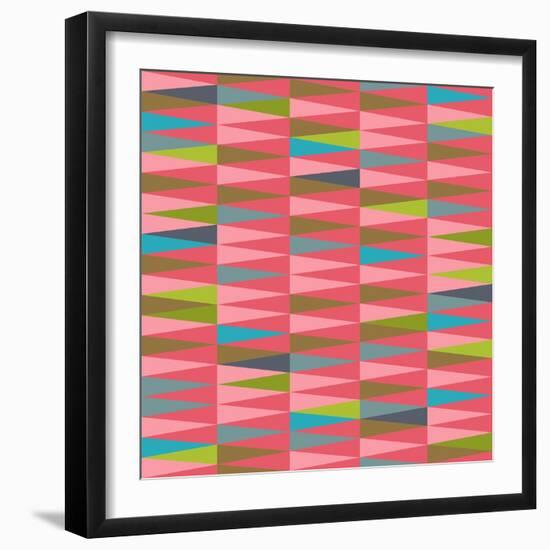 Vector Abstract Geometric Triangle Seamless Pattern in Tribal Style with Ethnic Motifs. Colorful En-babayuka-Framed Art Print