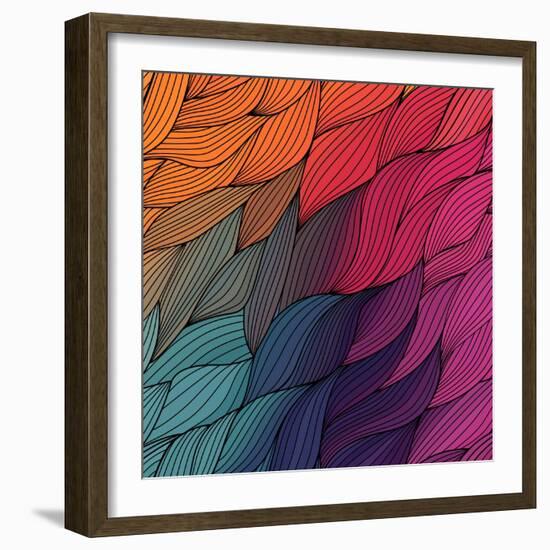 Vector Abstract Hand-Drawn Waves Texture, Wavy Background. Colorful Waves Backdrop.-Markovka-Framed Art Print