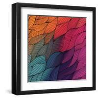 Vector Abstract Hand-Drawn Waves Texture, Wavy Background. Colorful Waves Backdrop.-Markovka-Framed Art Print