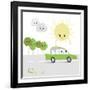 Vector Abstract Illustration of the Sun Gives Energy to Eco Car-Karamazov Brother-Framed Art Print