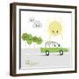 Vector Abstract Illustration of the Sun Gives Energy to Eco Car-Karamazov Brother-Framed Premium Giclee Print