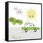 Vector Abstract Illustration of the Sun Gives Energy to Eco Car-Karamazov Brother-Framed Stretched Canvas