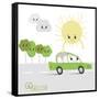 Vector Abstract Illustration of the Sun Gives Energy to Eco Car-Karamazov Brother-Framed Stretched Canvas