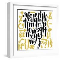 Vector Alphabet. Hand Drawn Letters. Letters of the Alphabet Written with a Brush.-veraholera-Framed Art Print