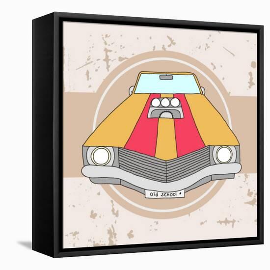 Vector American Muscle Car. Retro Car. Hand Drawn Car-RonAleksandra-Framed Stretched Canvas