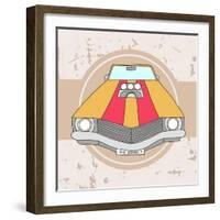 Vector American Muscle Car. Retro Car. Hand Drawn Car-RonAleksandra-Framed Art Print