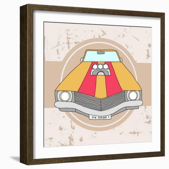 Vector American Muscle Car. Retro Car. Hand Drawn Car-RonAleksandra-Framed Art Print