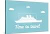 Vector an Illustration with the Image of the Ship for a Banner and a Leaflet Travel for Cruise Line-Dukesn-Stretched Canvas