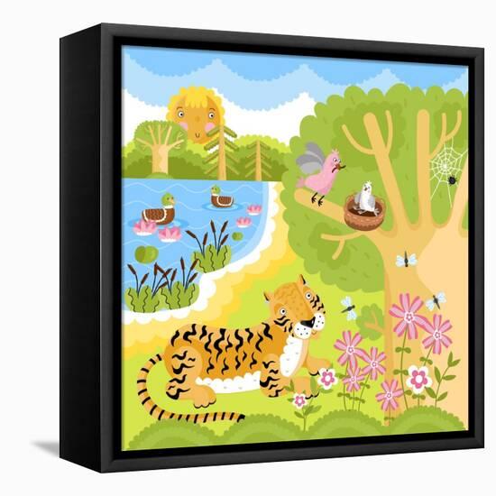 Vector Animals on the Forest-Sergei Kosilko-Framed Stretched Canvas