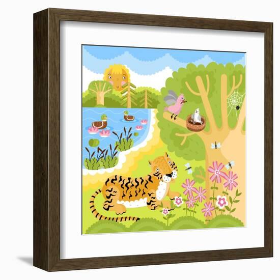 Vector Animals on the Forest-Sergei Kosilko-Framed Art Print