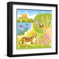 Vector Animals on the Forest-Sergei Kosilko-Framed Art Print