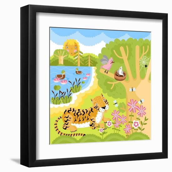 Vector Animals on the Forest-Sergei Kosilko-Framed Art Print