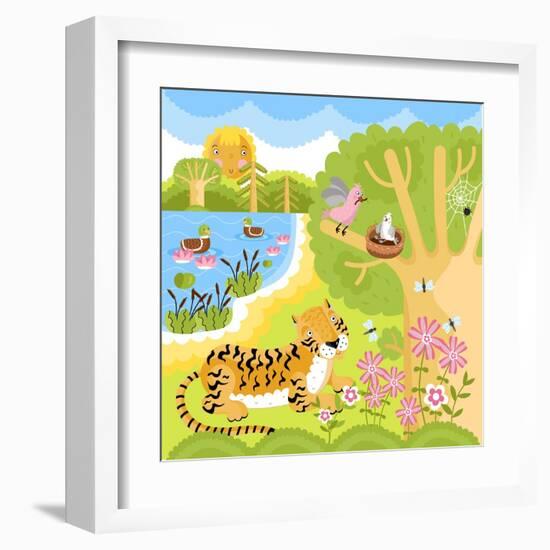 Vector Animals on the Forest-Sergei Kosilko-Framed Art Print