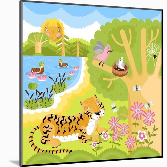 Vector Animals on the Forest-Sergei Kosilko-Mounted Art Print