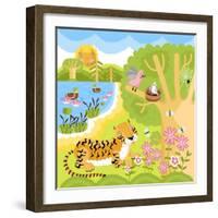 Vector Animals on the Forest-Sergei Kosilko-Framed Art Print