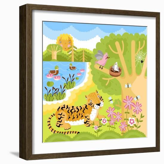 Vector Animals on the Forest-Sergei Kosilko-Framed Art Print