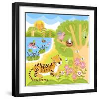 Vector Animals on the Forest-Sergei Kosilko-Framed Art Print