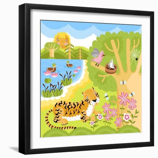 Vector Animals on the Forest-Sergei Kosilko-Framed Art Print