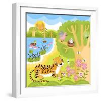 Vector Animals on the Forest-Sergei Kosilko-Framed Art Print