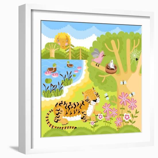 Vector Animals on the Forest-Sergei Kosilko-Framed Art Print