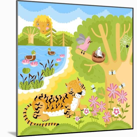 Vector Animals on the Forest-Sergei Kosilko-Mounted Art Print