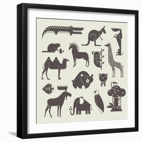 Vector Animals Set-vector pro-Framed Art Print