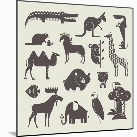 Vector Animals Set-vector pro-Mounted Art Print