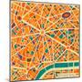 Vector Background Abstract Pattern Paris City Map Trendy Colors-EverstRuslan-Mounted Art Print