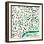 Vector Background Abstract Pattern Paris City Map Trendy Colors-EverstRuslan-Framed Art Print