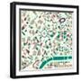 Vector Background Abstract Pattern Paris City Map Trendy Colors-EverstRuslan-Framed Art Print