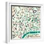 Vector Background Abstract Pattern Paris City Map Trendy Colors-EverstRuslan-Framed Art Print