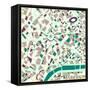 Vector Background Abstract Pattern Paris City Map Trendy Colors-EverstRuslan-Framed Stretched Canvas