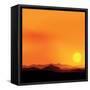 Vector Background of the African Landscape Sunset-shapket-Framed Stretched Canvas