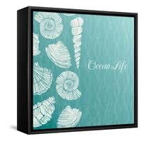 Vector Background with Sea Shells-evdakovka-Framed Stretched Canvas